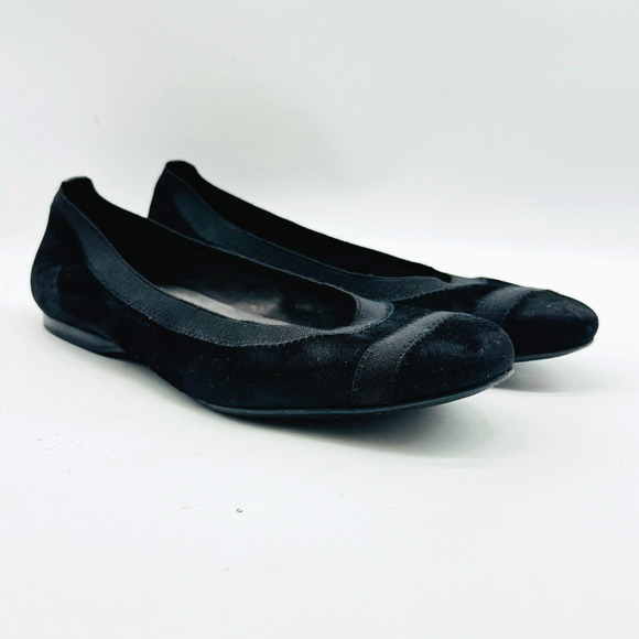 Stuart Weitzman Shoes Womens 9.5 Black Suede Ballet Flats Dress Casual Slip Ons - Picture 2 of 11